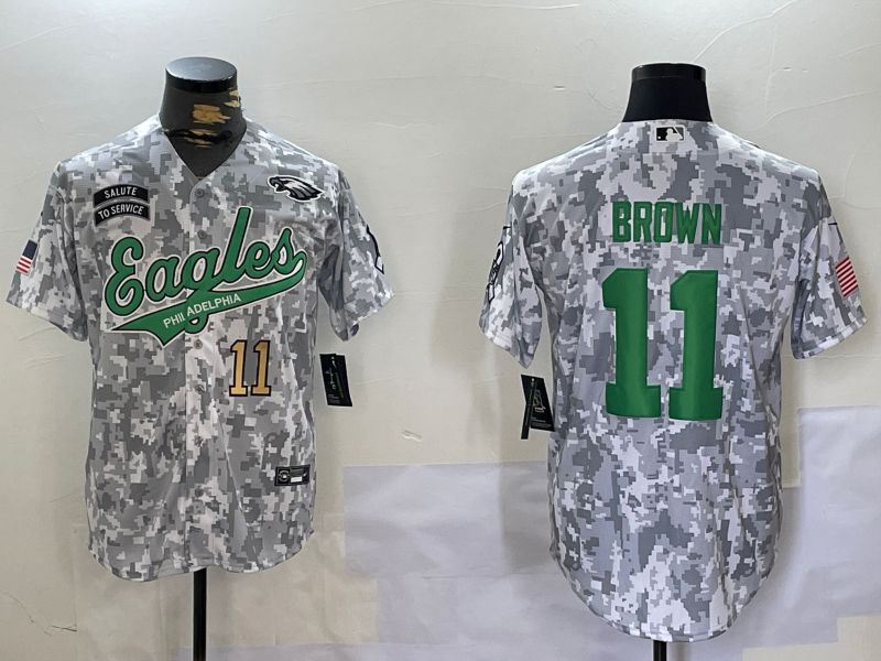 Men Philadelphia Eagles #11 Brown Nike Arctic Camo 2024 Salute to Service Limited NFL Jersey style 2->philadelphia eagles->NFL Jersey